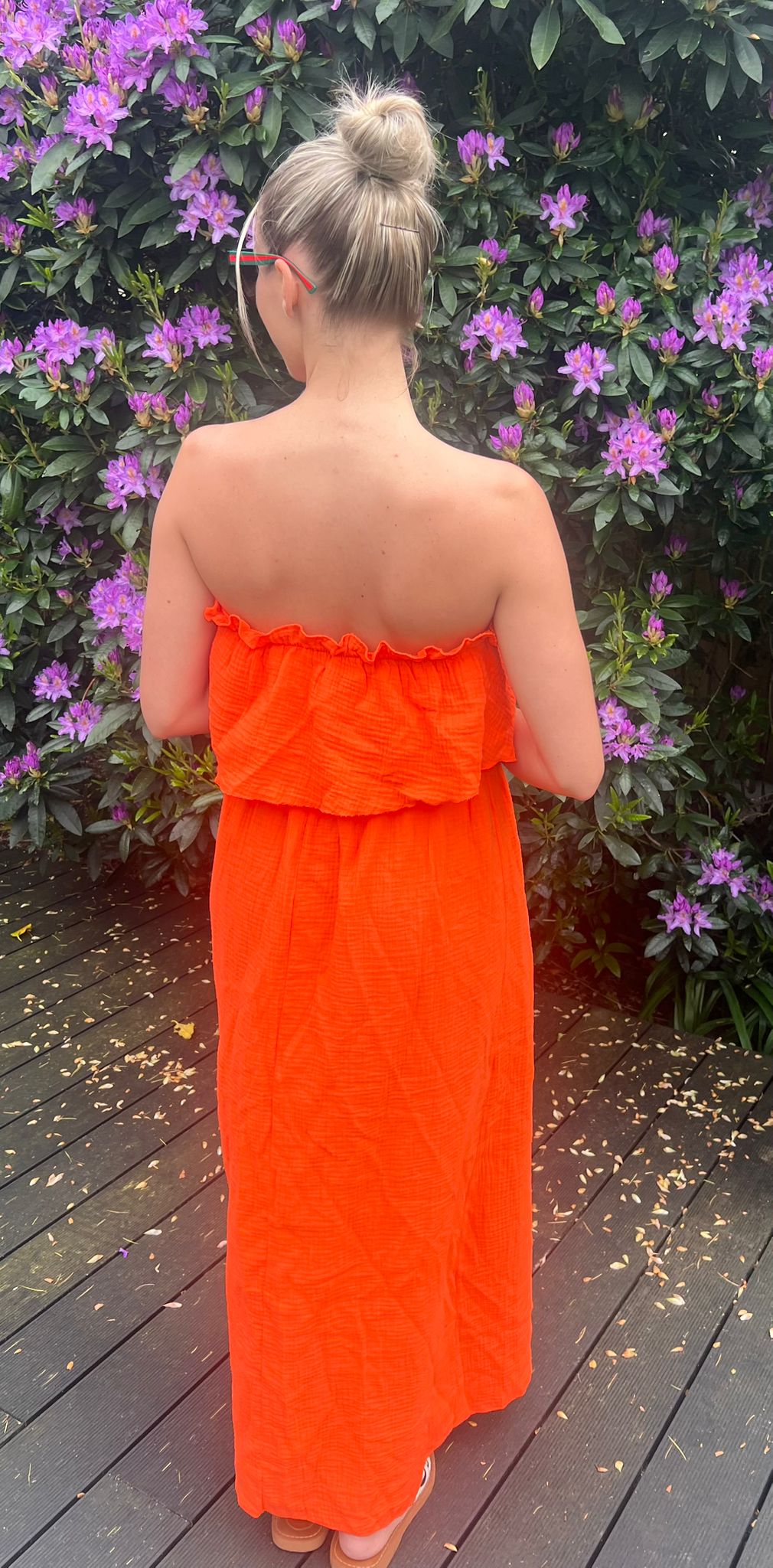 Barb orange bandeau dress