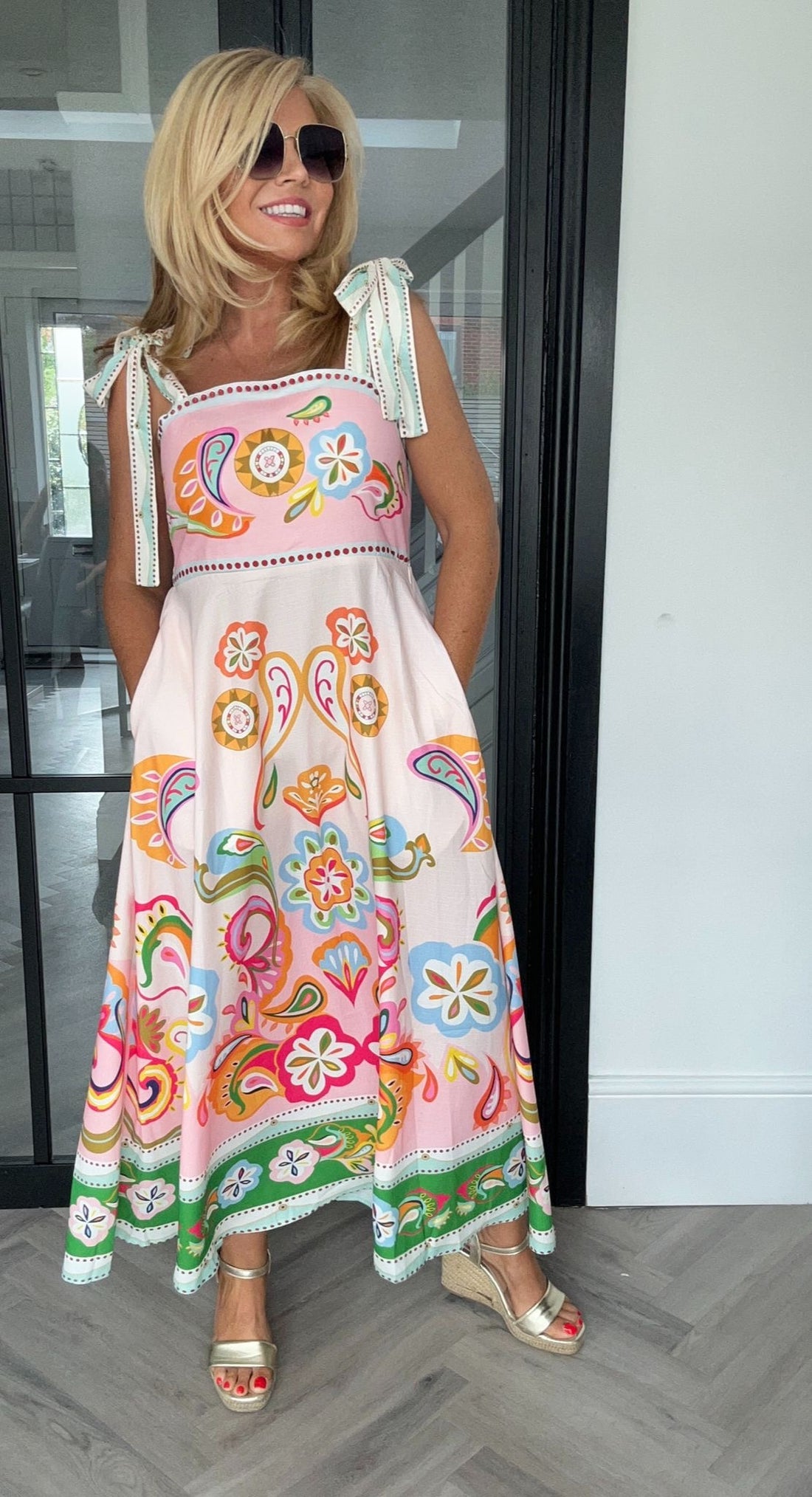 Stella border print maxi dress