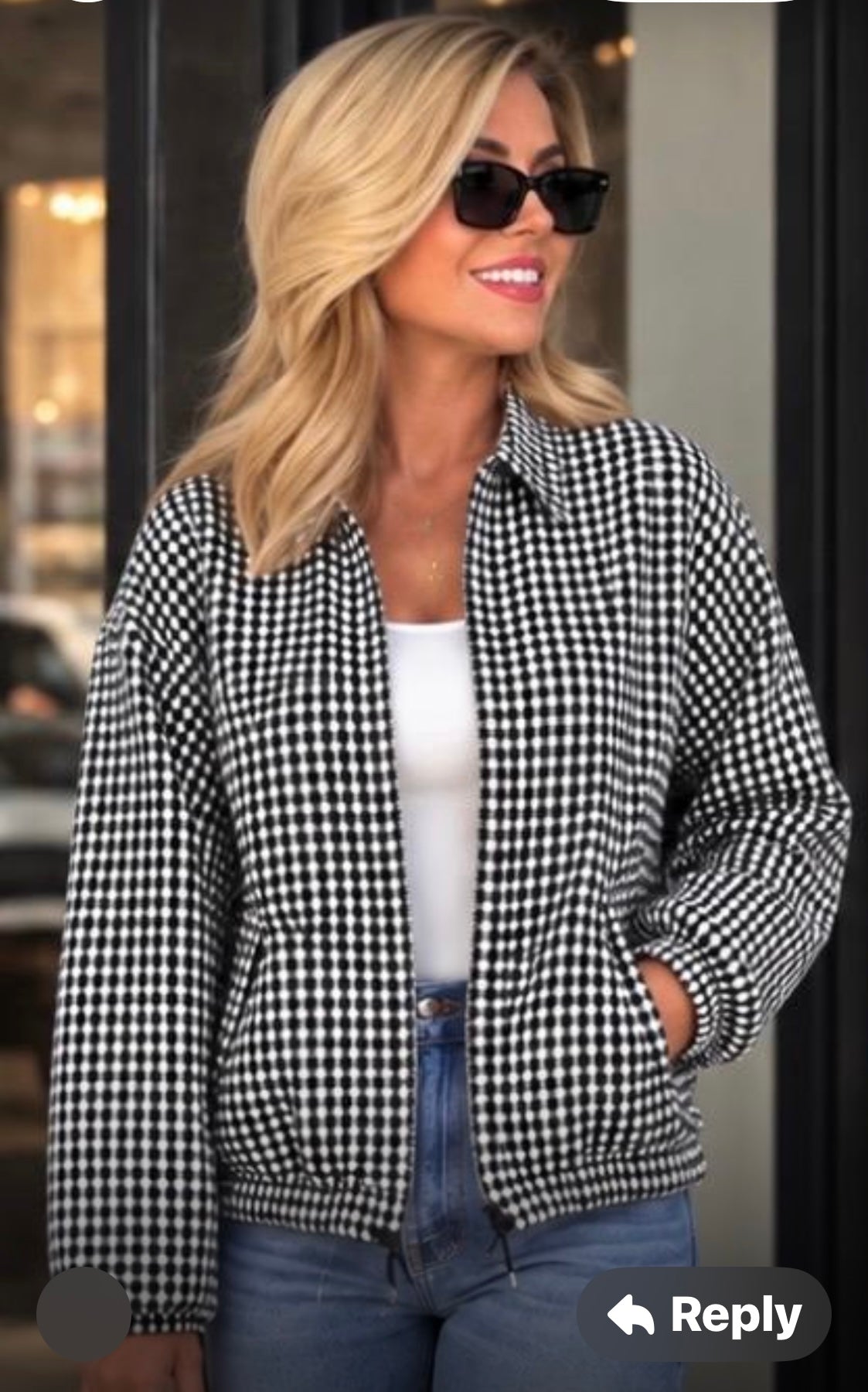 ‘Camille’ gingham style jacket black/white