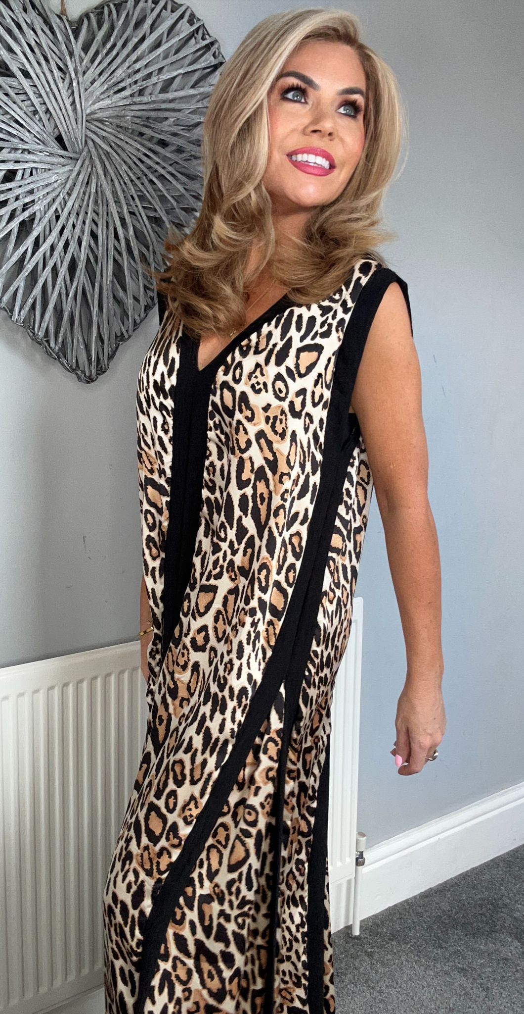 Abby animal print panelled maxi dress