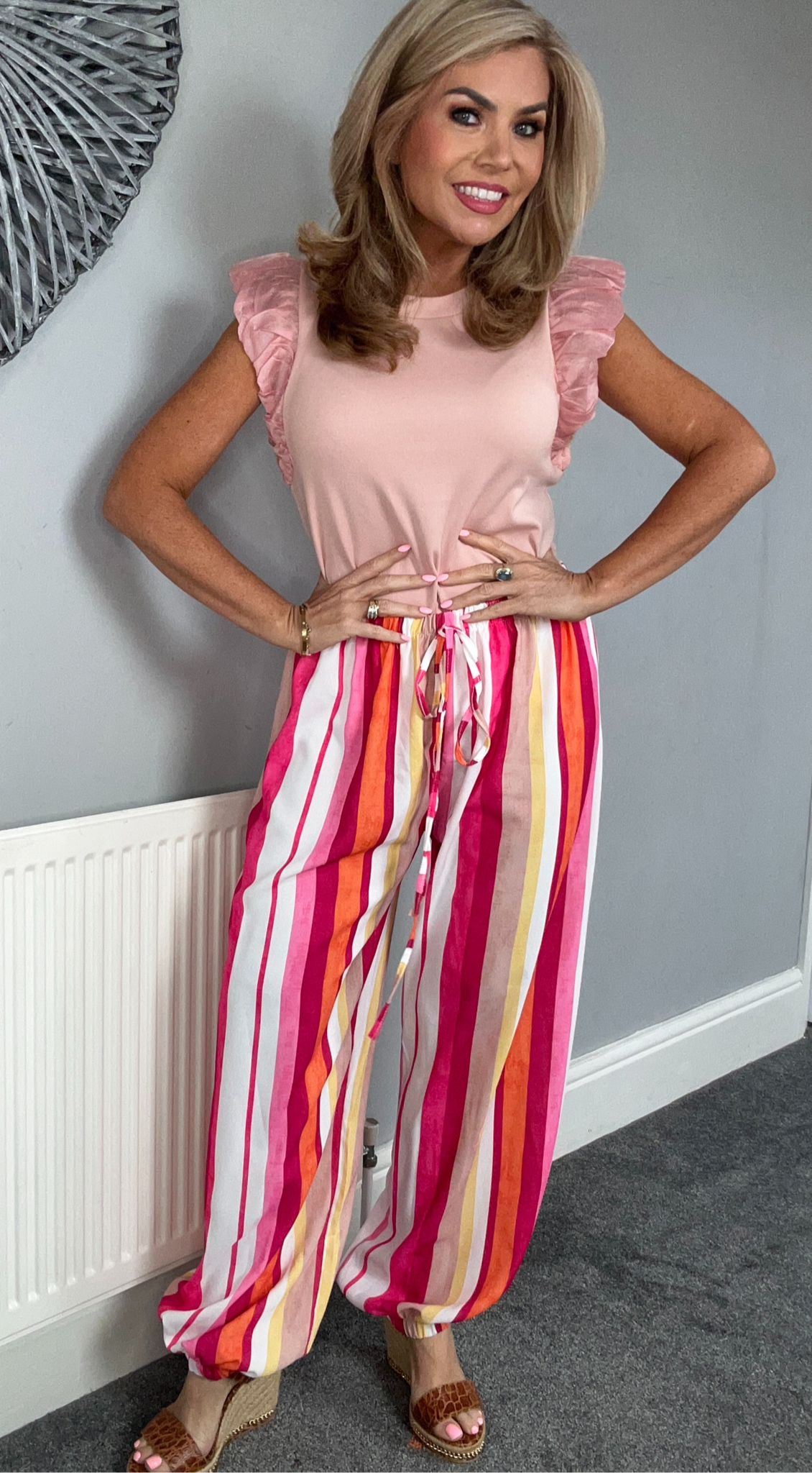 Darcy stripe trousers pink