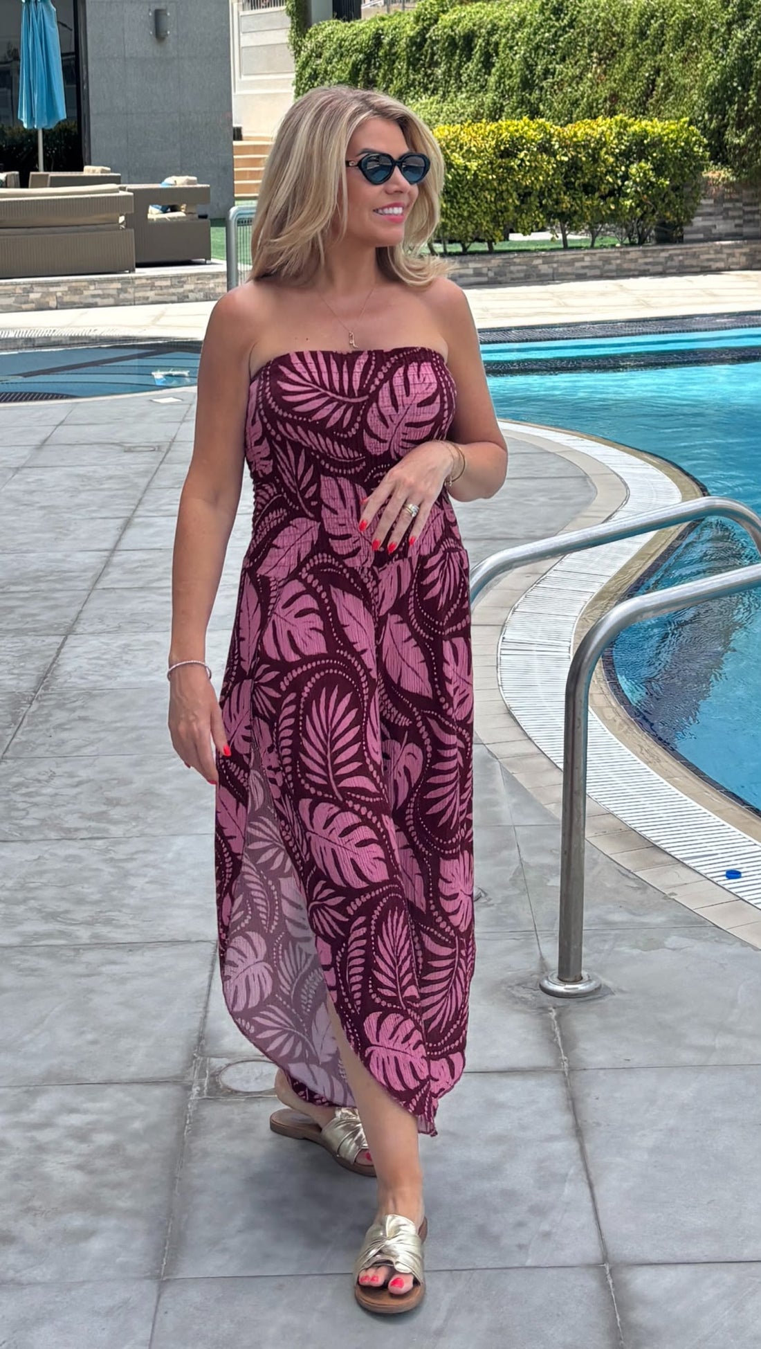 Connie bandeau jumpsuit palm print