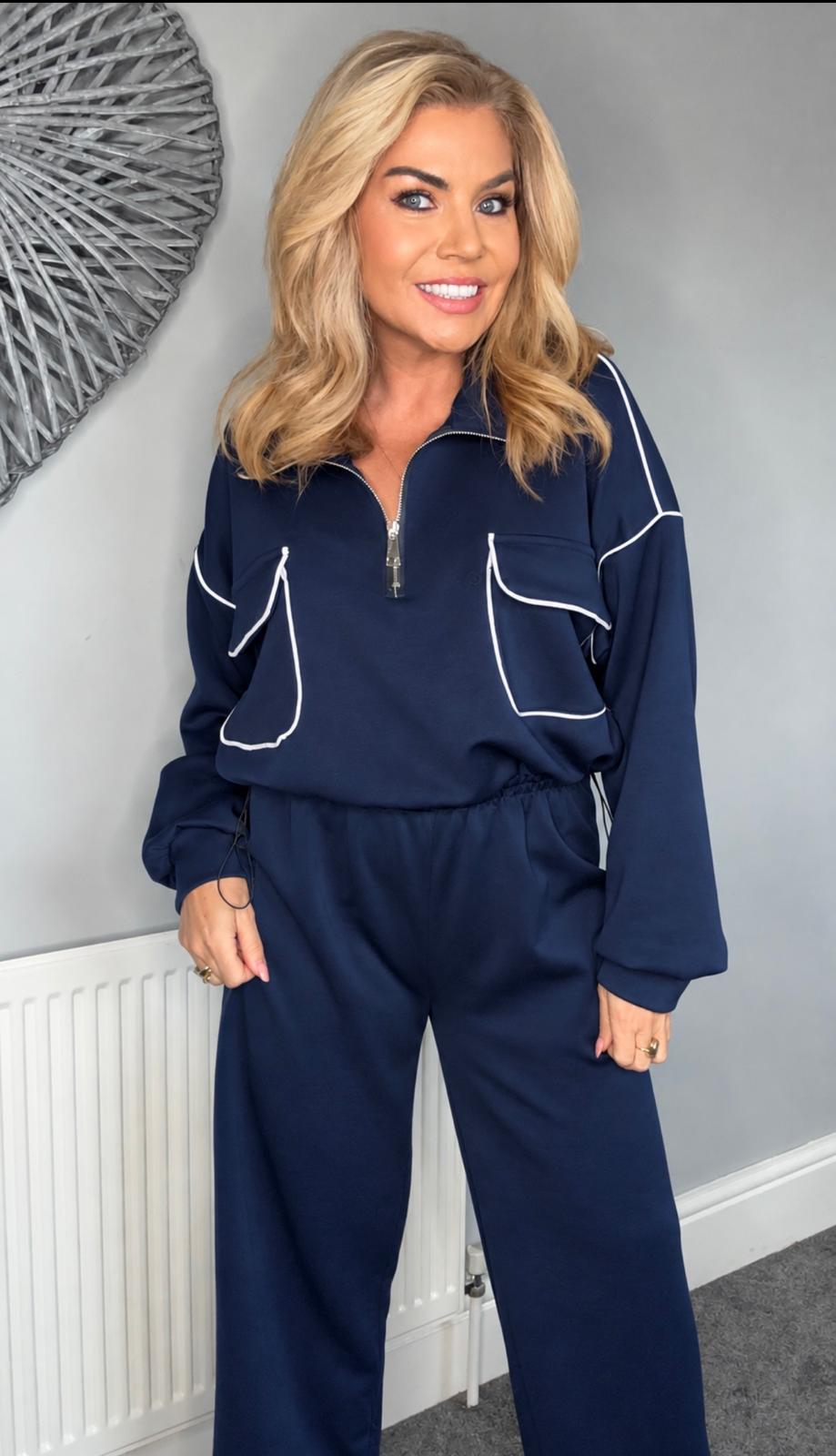 Libby front pocket lounge set navy