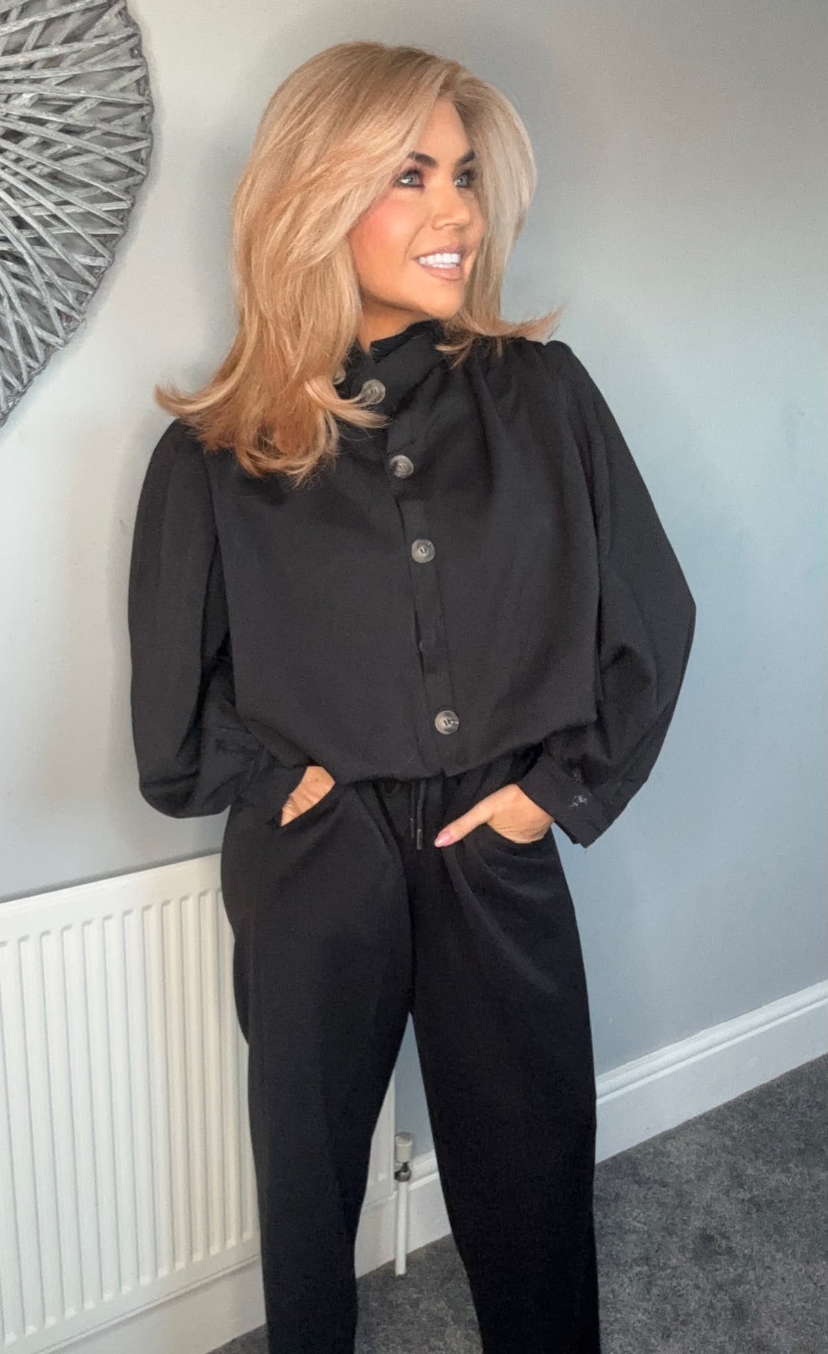 Elsa ‘glam’ jacket and trouser coord black