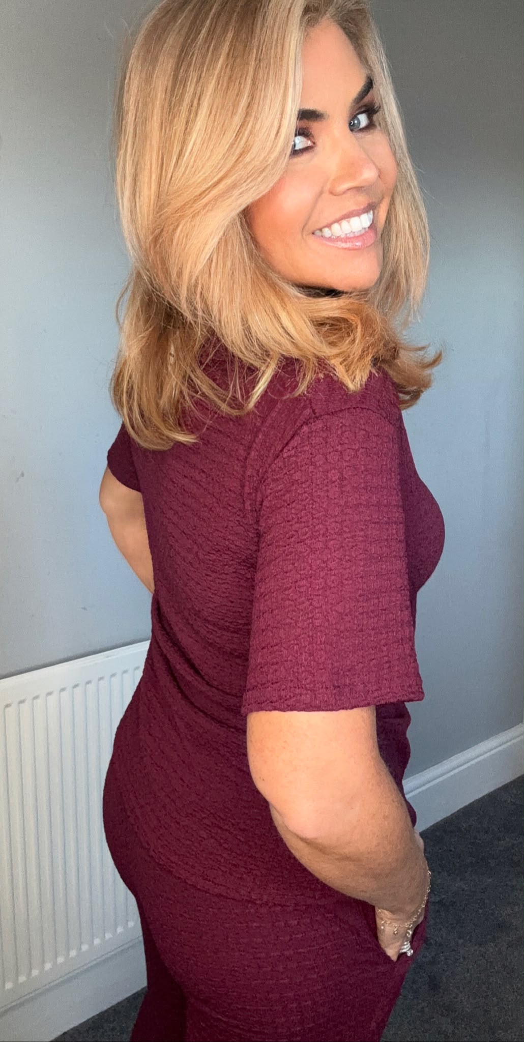Tulisa textured coord burgundy