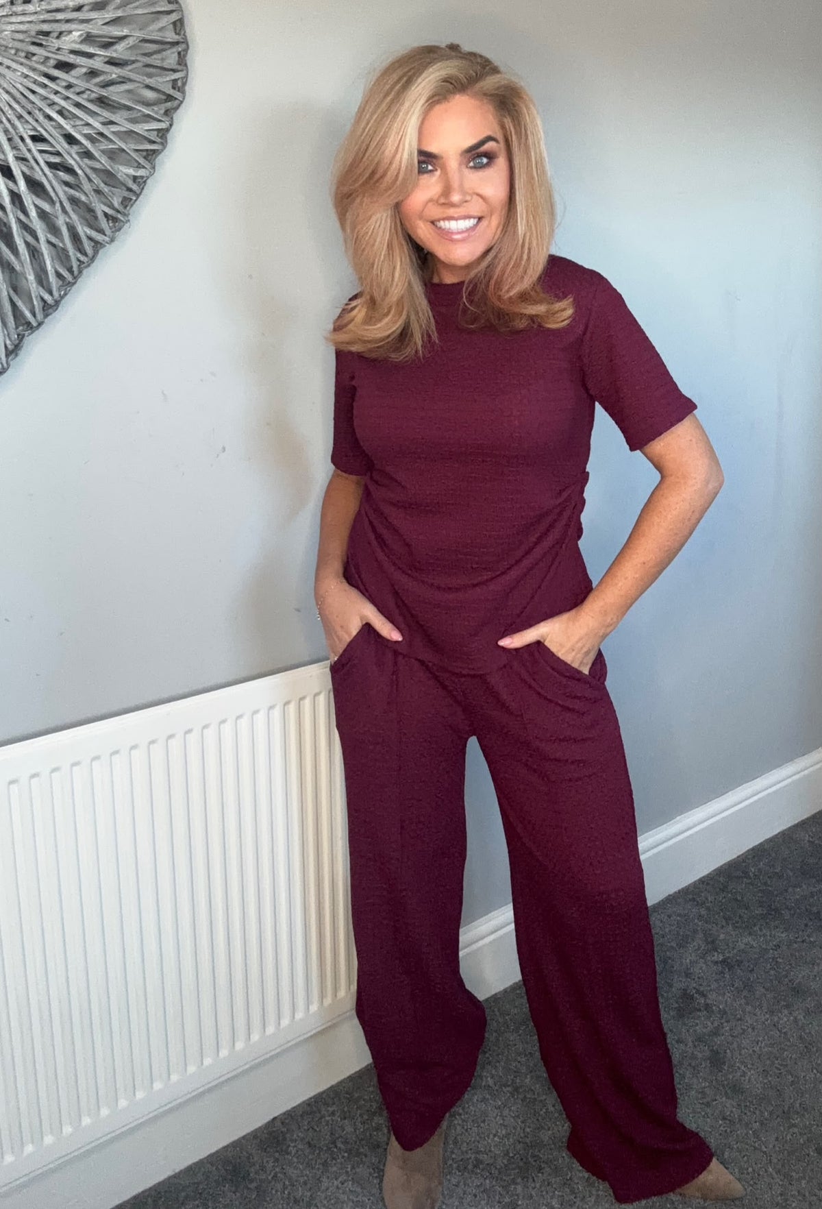 Tulisa textured coord burgundy