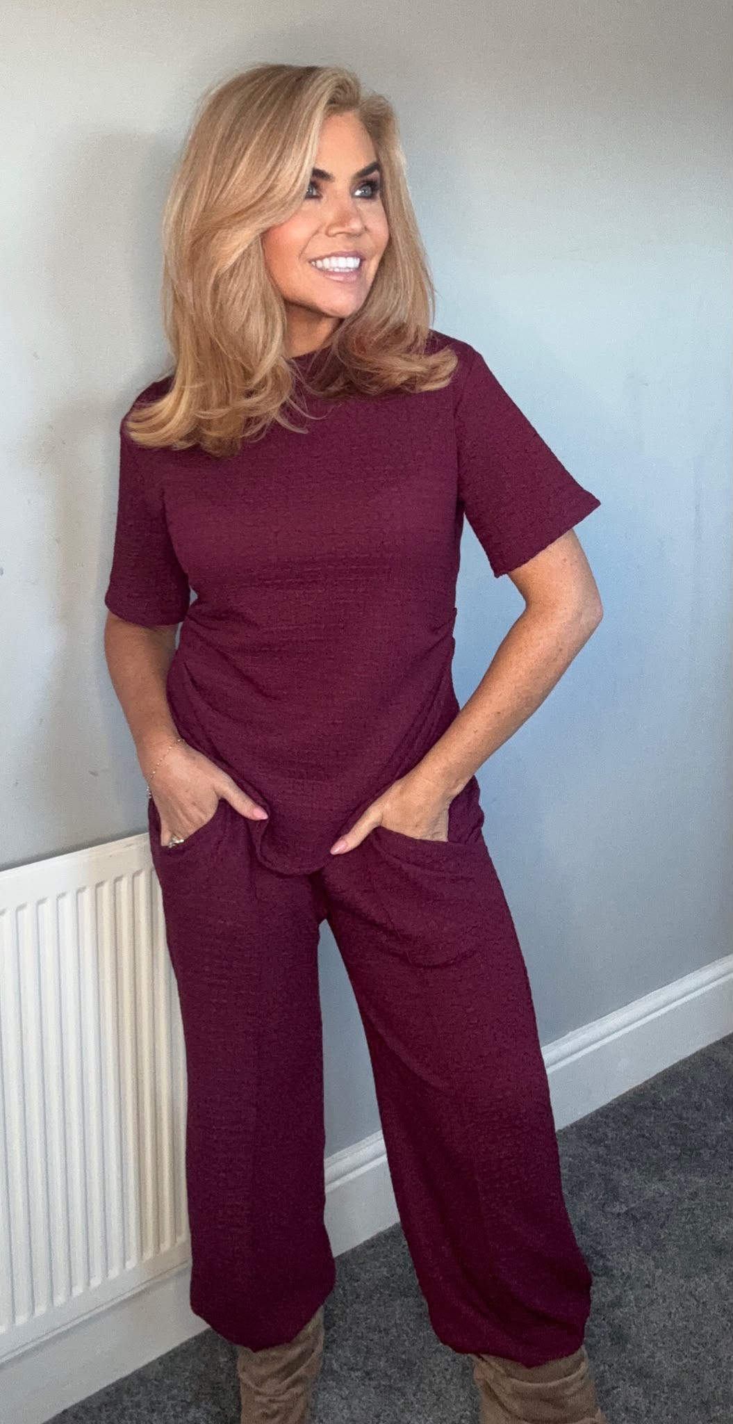 Tulisa textured coord burgundy