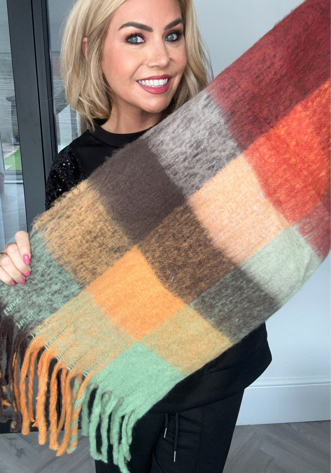 Check large scarf orange