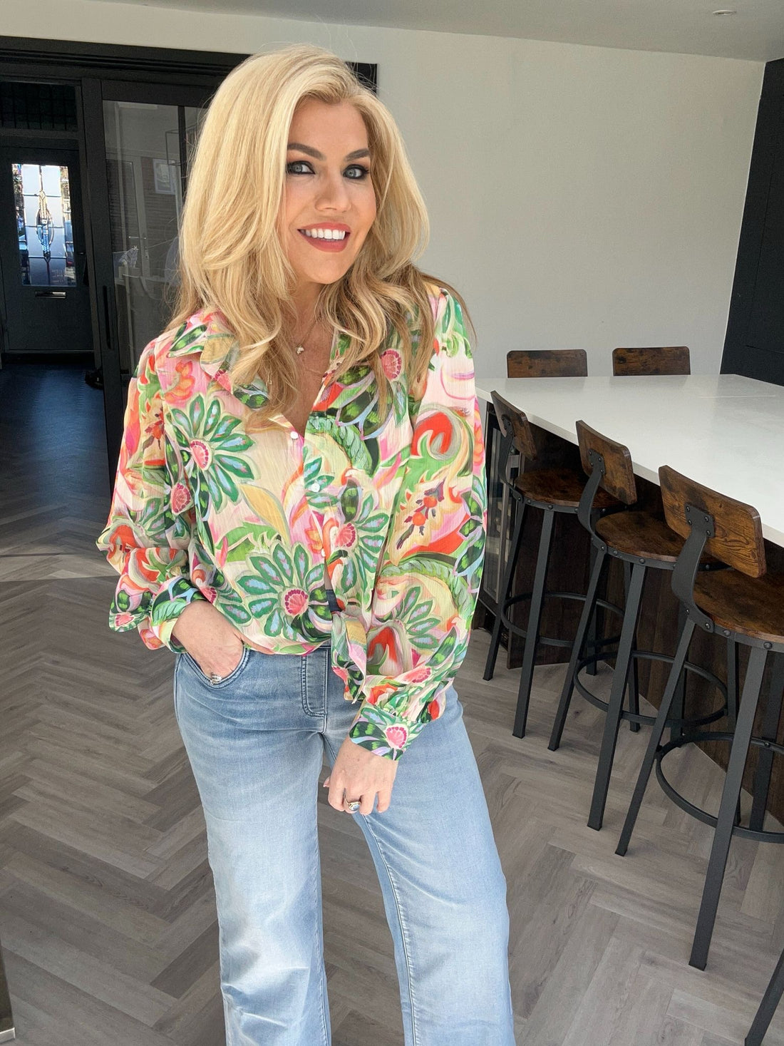 Jade pull on light wash wide leg jeans