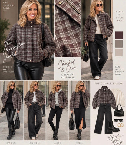 Hannah checked Harrington jacket brown