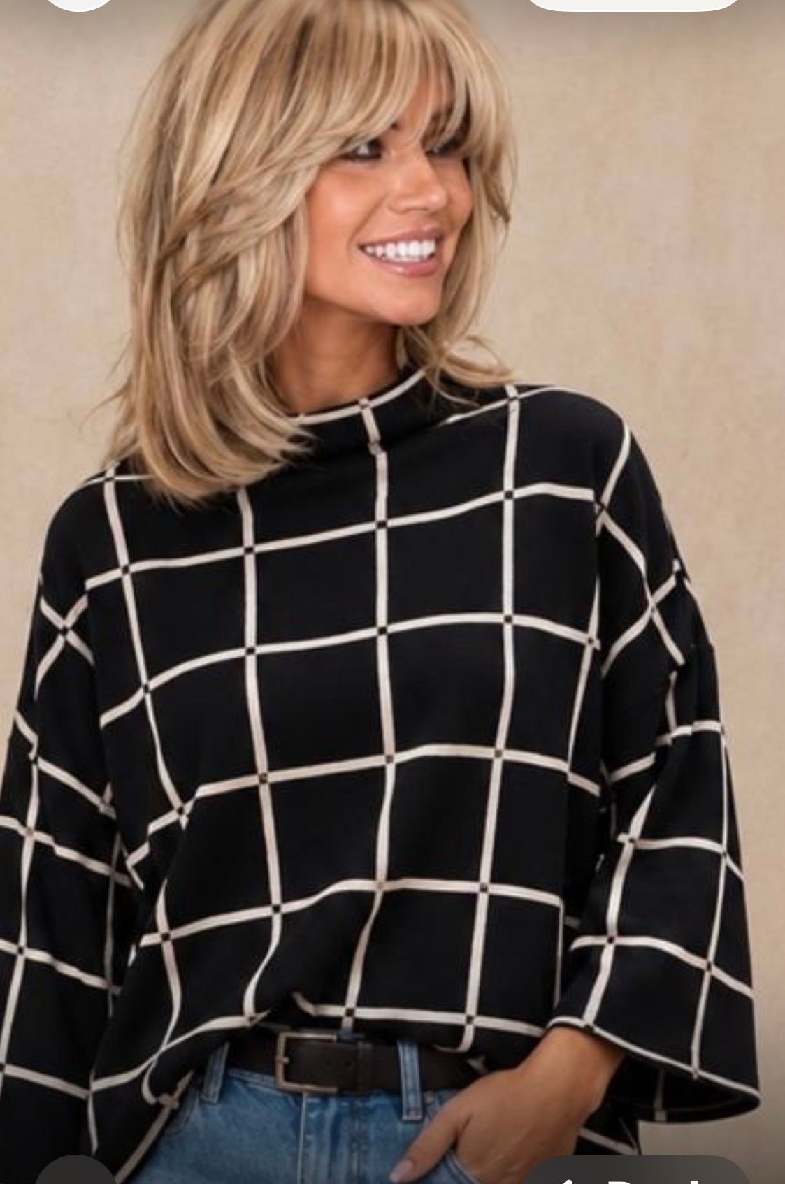 Helena boxy grid pattern jumper black