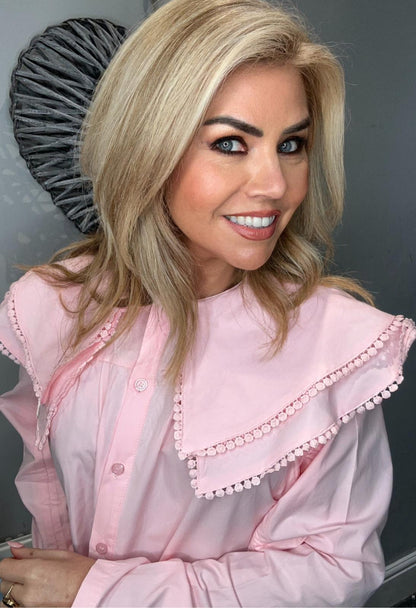 Ellie oversized collar shirt pink
