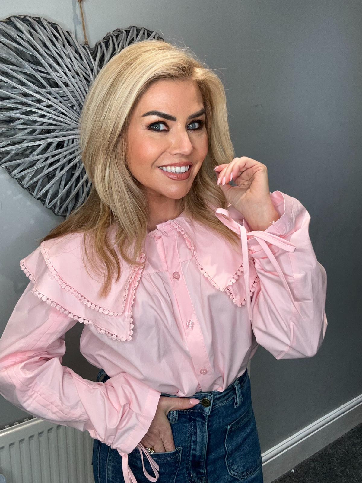 Ellie oversized collar shirt pink
