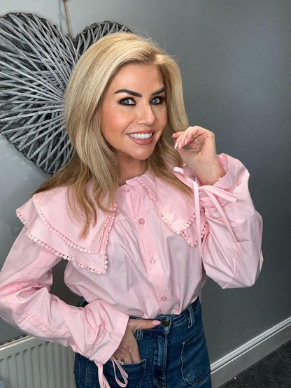 Ellie oversized collar shirt pink