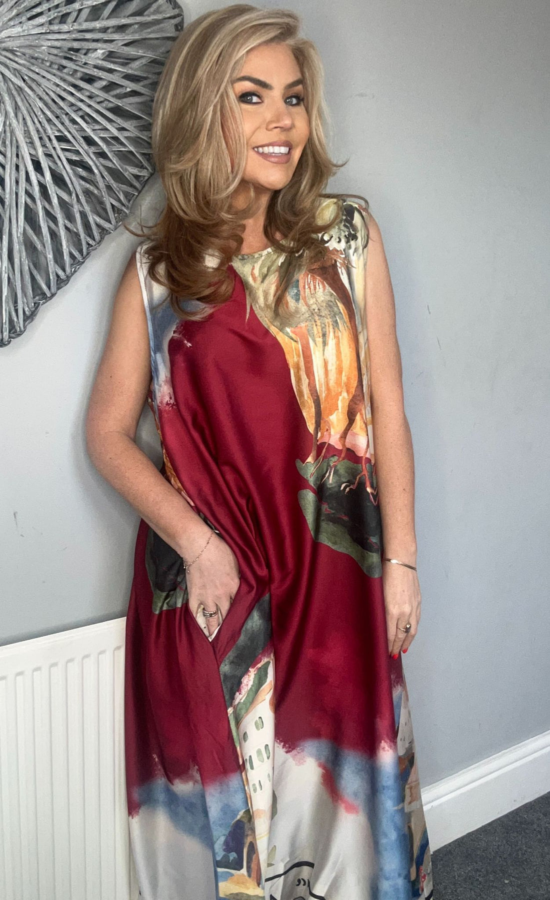 ‘Sorrento’ print maxi dress red