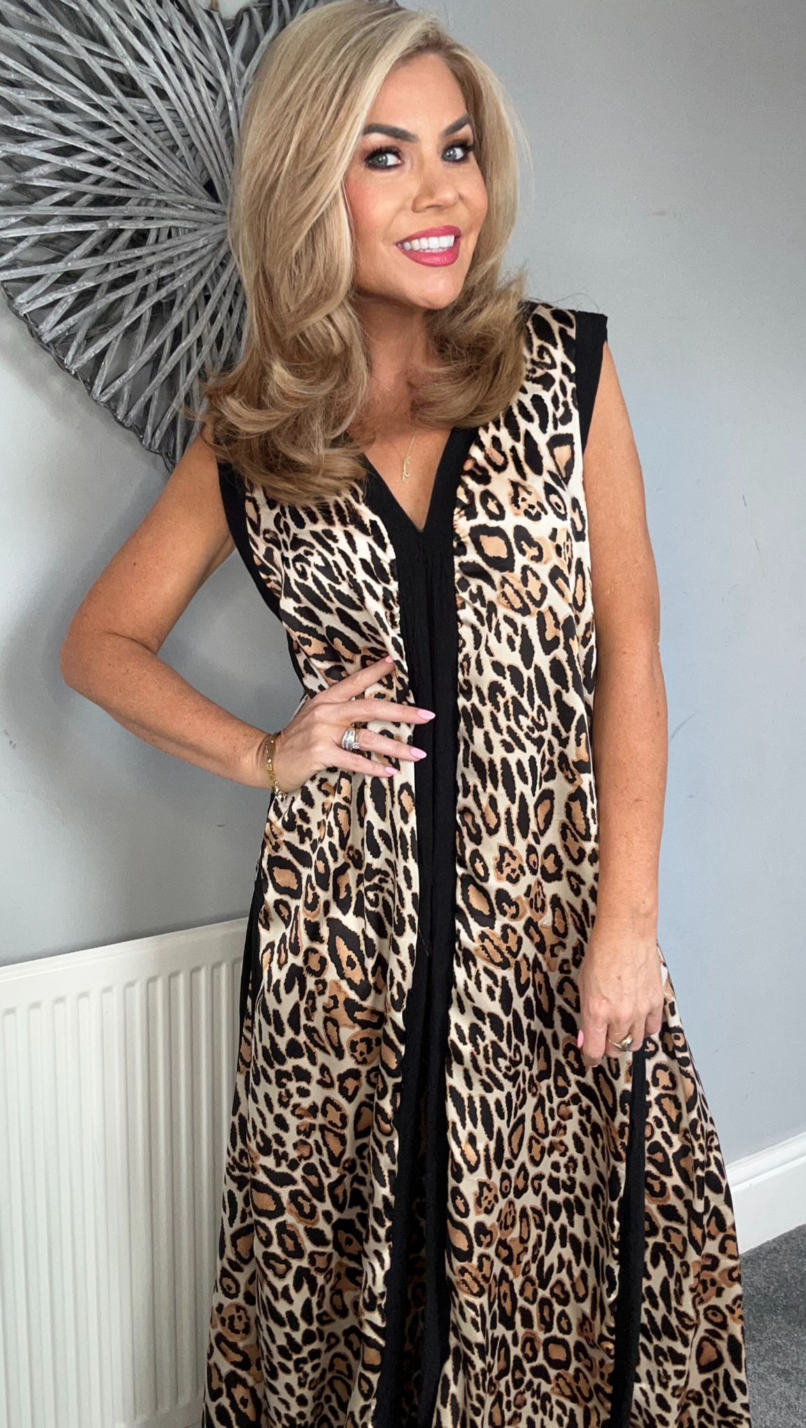 Abby animal print panelled maxi dress