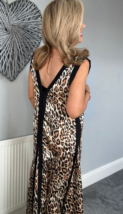 Abby animal print panelled maxi dress