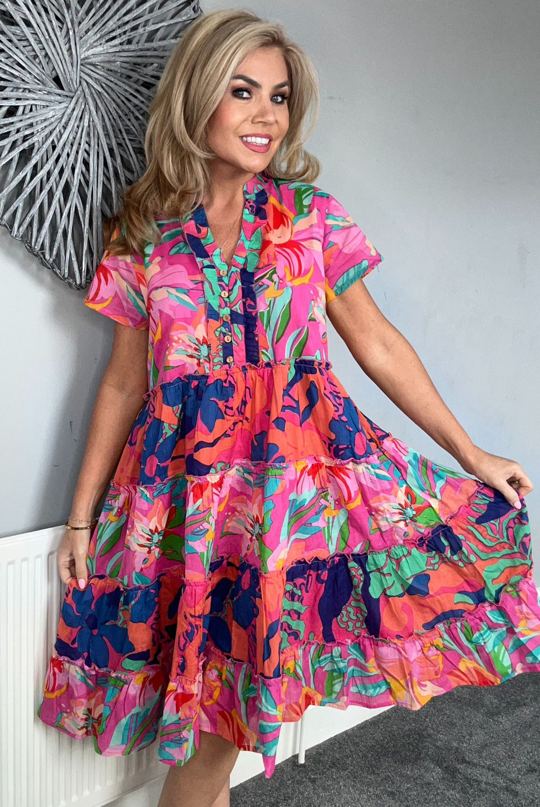 Carrie tiered multi floral dress