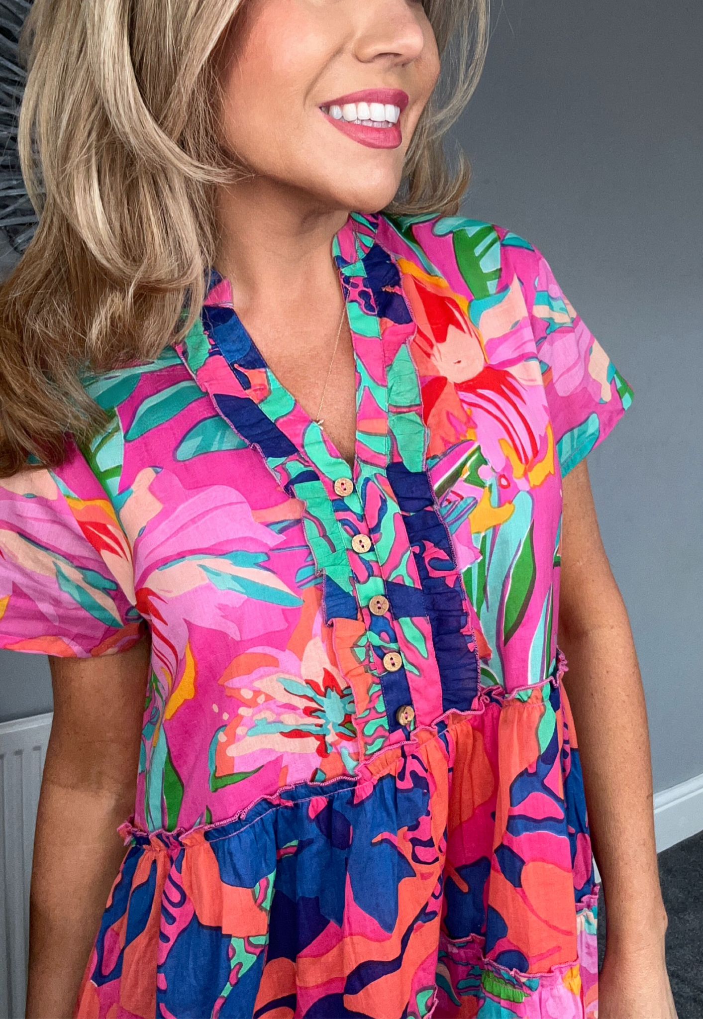Carrie tiered multi floral dress