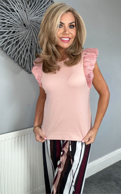 Gina pink frill sleeve top