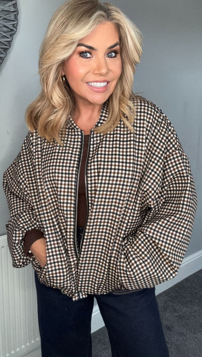 Harriet heritage check bomber jacket