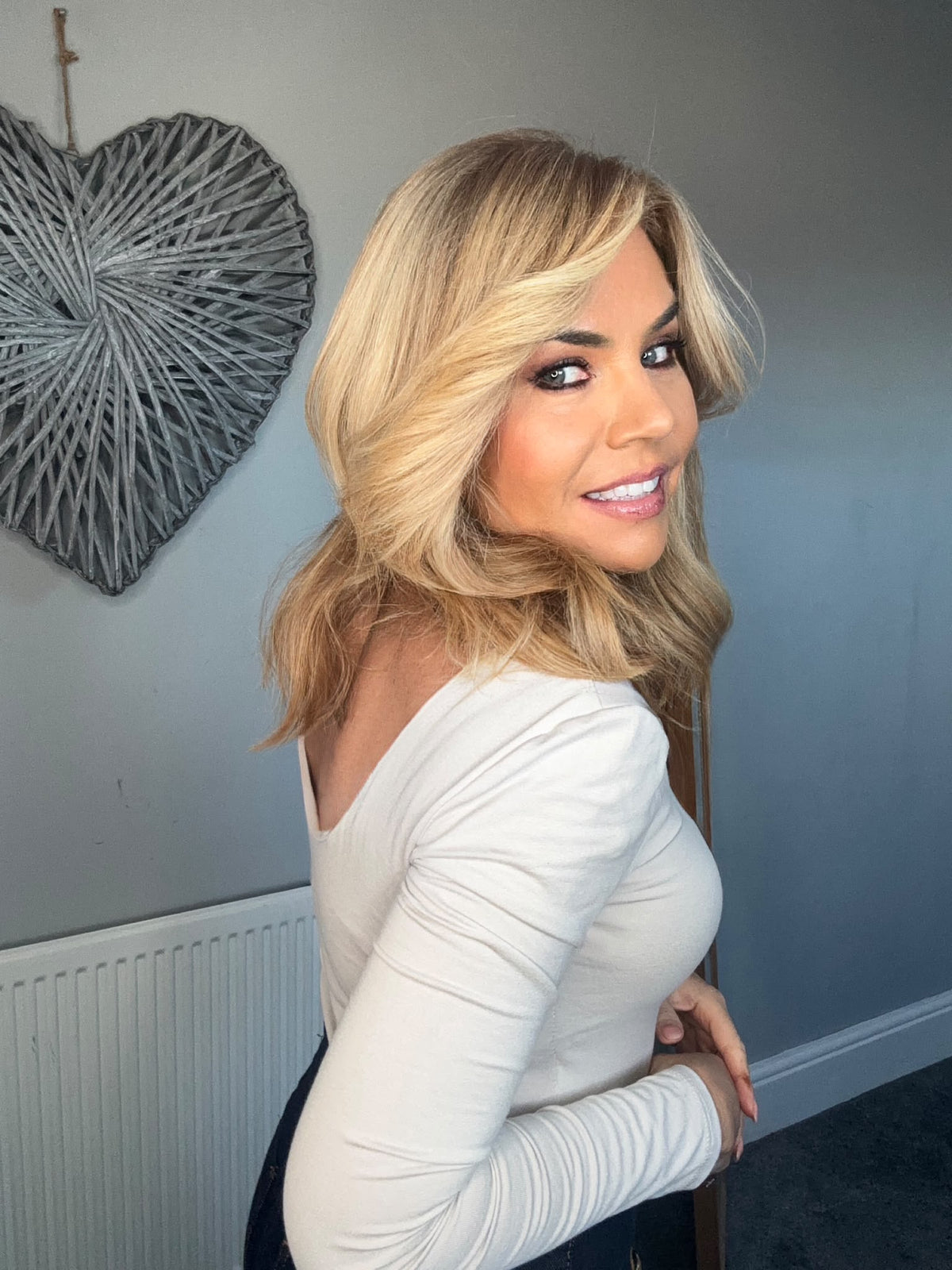 Luxe scoop neck stretch long sleeve top