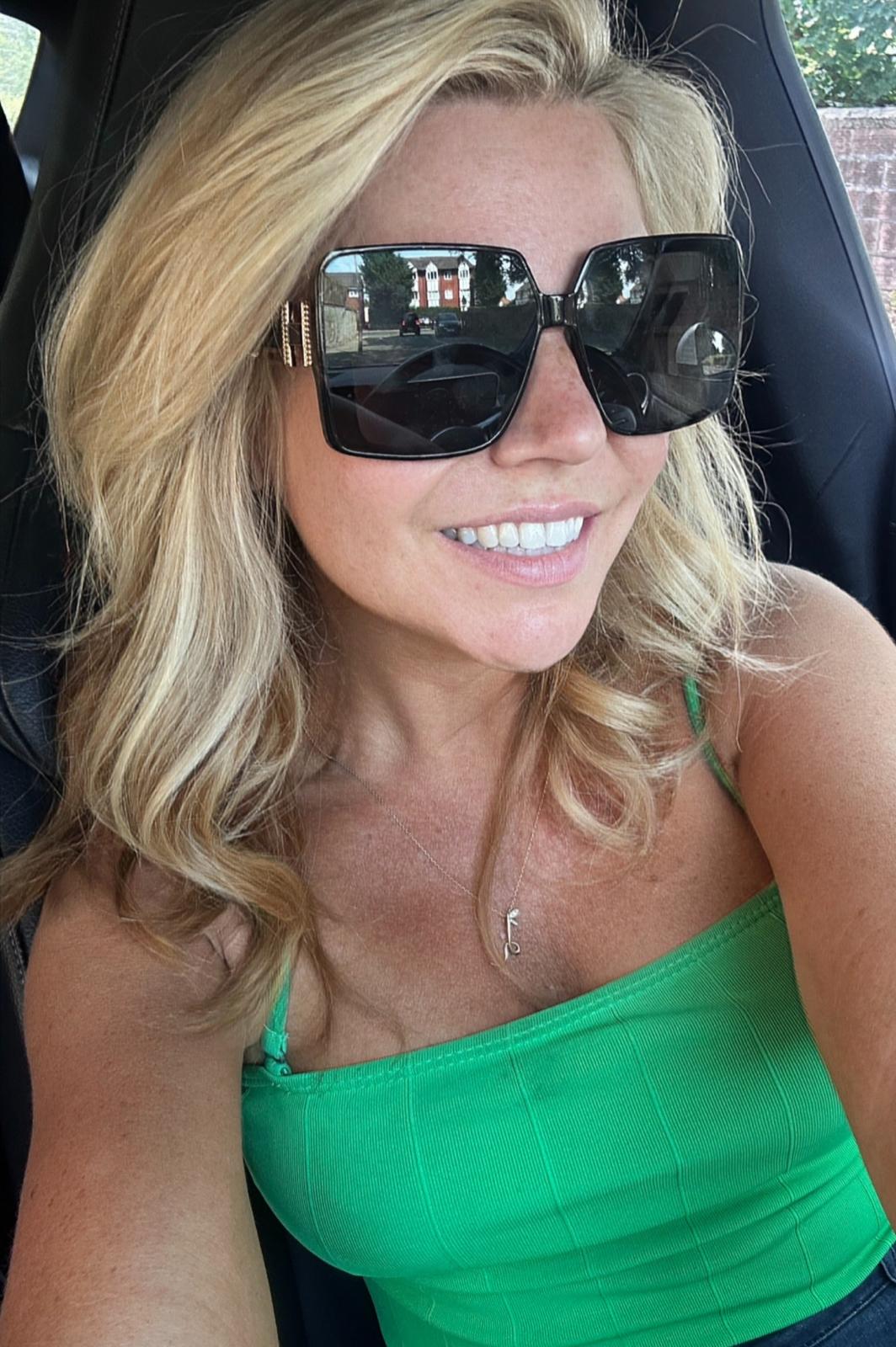 Oversized square gold trim sunglasses