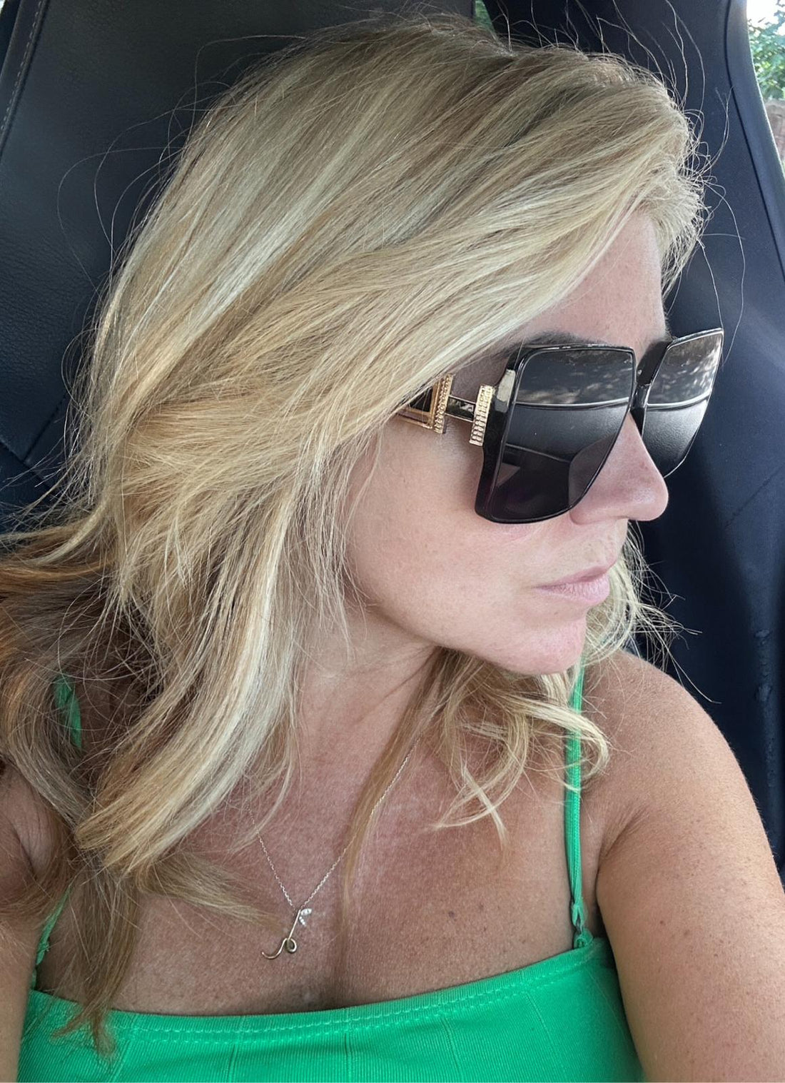 Oversized square gold trim sunglasses