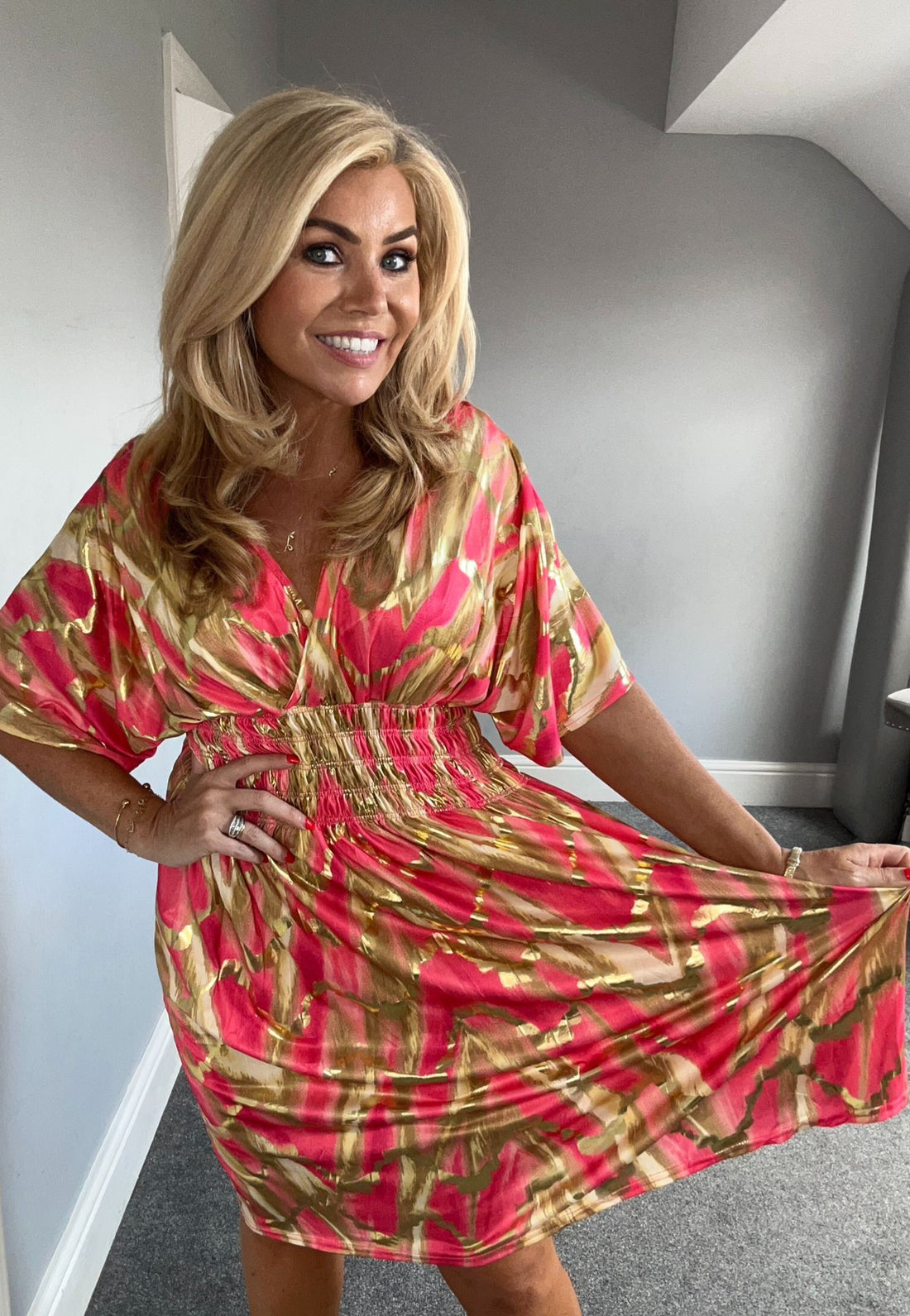 Magic midi dress blared print pink