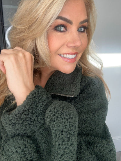 Faye half zip fleece dark khaki