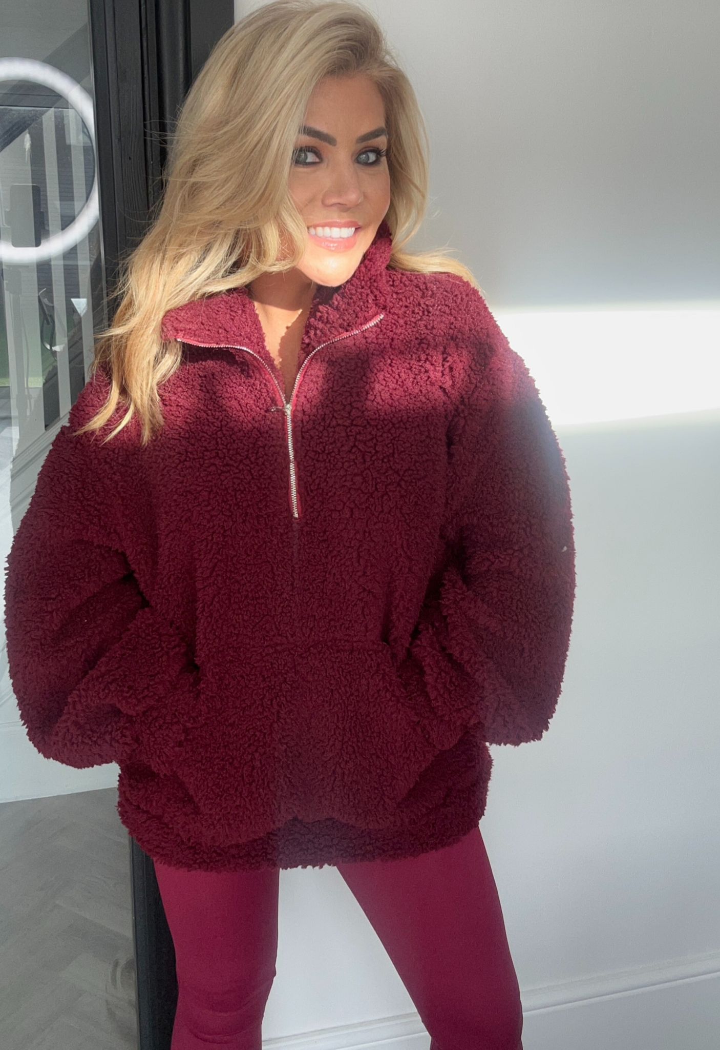 Faye half zip fleece burgundy