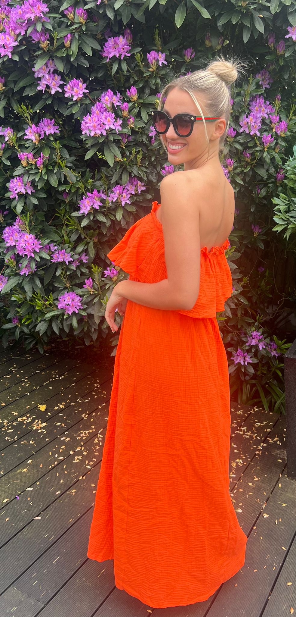 Barb orange bandeau dress