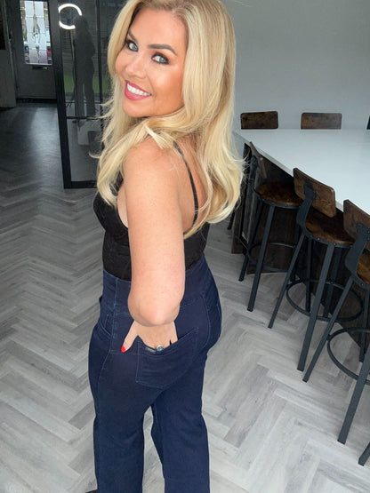 Jade wide leg pull on jean dark blue