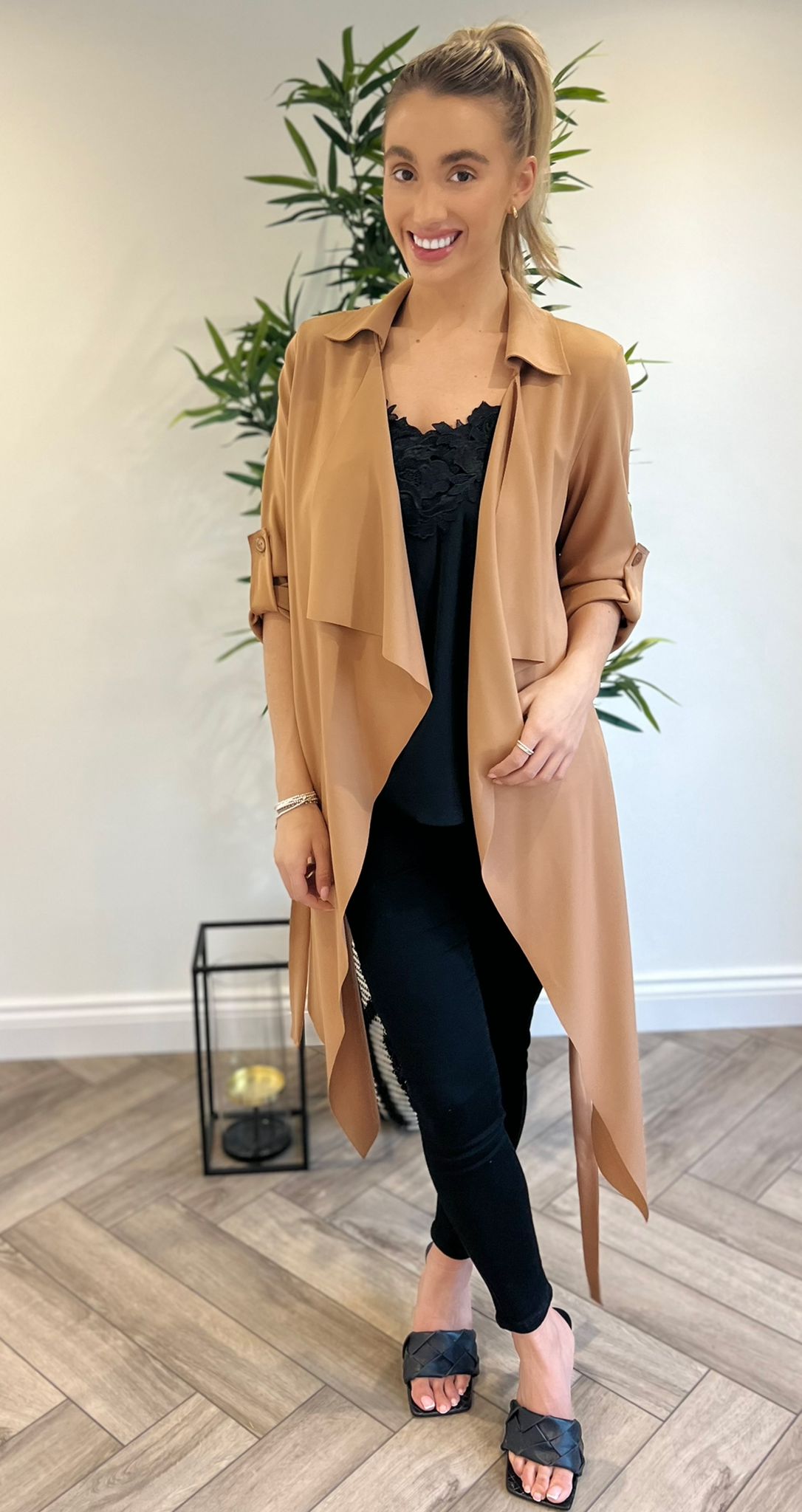 Tara trench duster coat in camel