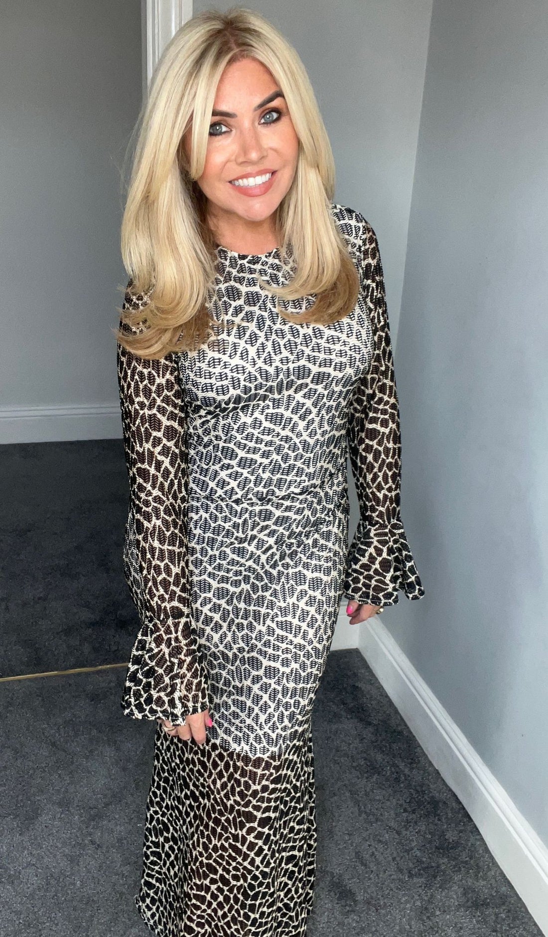 Georgie cut out back mono print maxi dress