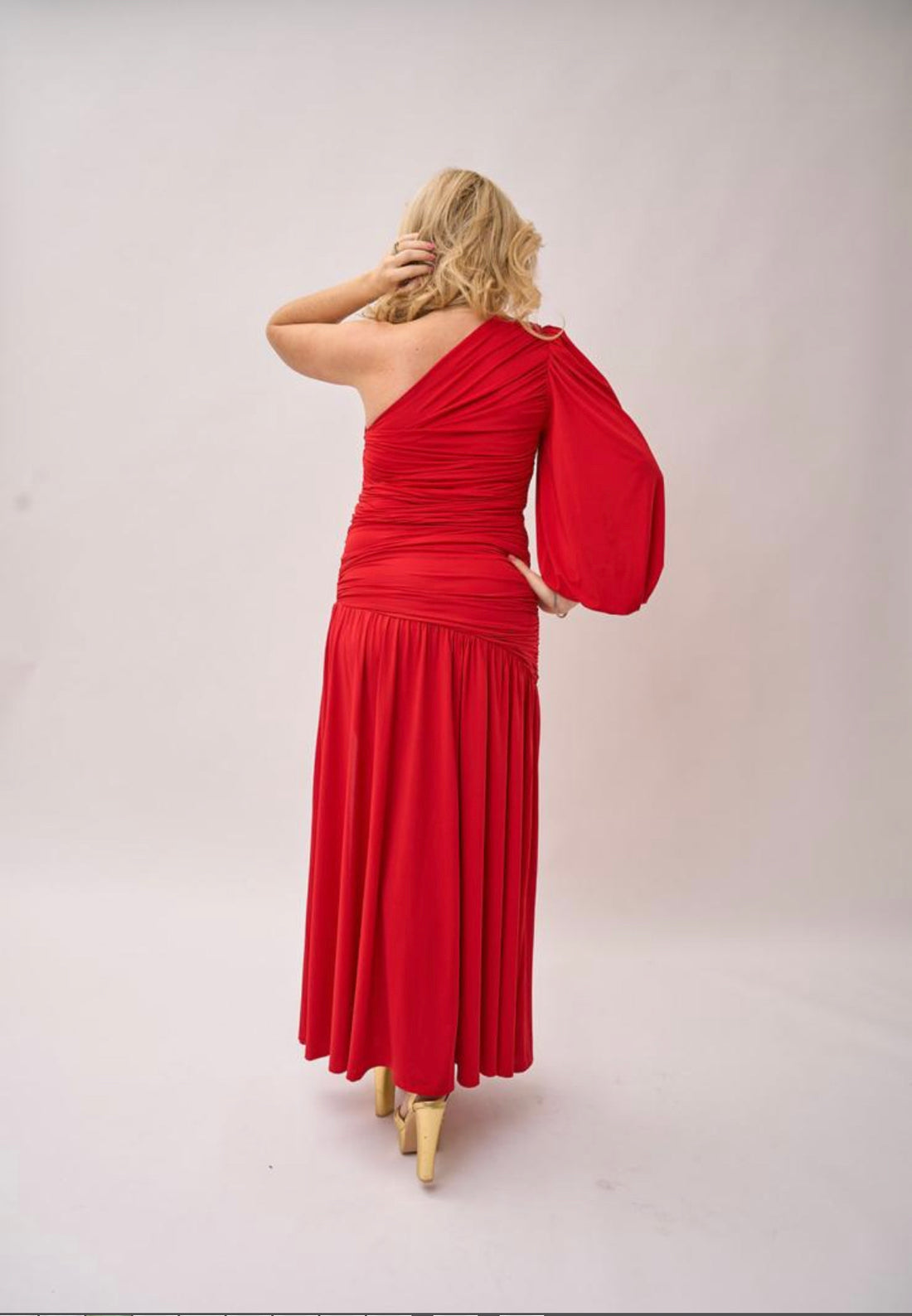 The Leanne Campbell Athena Red one Shoulder Maxi Dress
